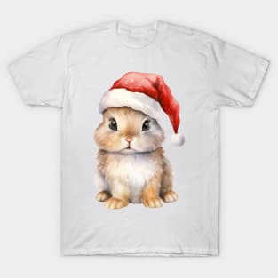 Eastern Cottontail Rabbit in Santa Hat T-Shirt